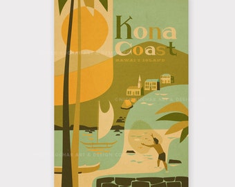 Kona Coast, Île d’Hawaï - 12x18 Hawaii Travel Print