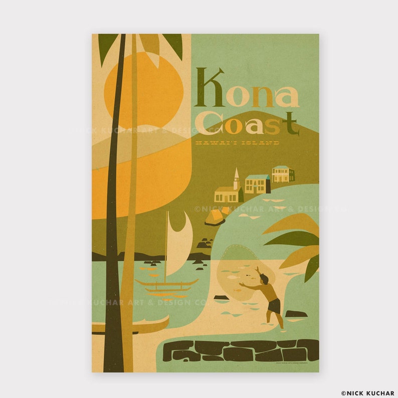 Kona Coast, Hawaii Island 12x18 Hawaii Travel Print image 1