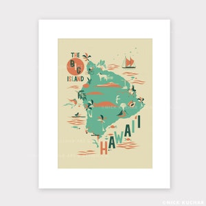 Big Island Hawaii Map - 8x11 Passepartout Print (11x14)