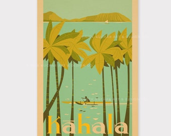 Kahala Beach Oahu - 12x18 Hawaii Travel Print