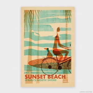 Sunset Beach Wahine - 12x18 Hawaii Travel Print