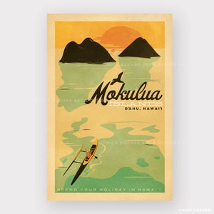 Mokulua Islands, Oahu - 12x18 Hawaii Travel Print