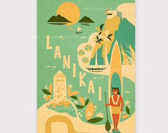 Lanikai - 12x18 Hawaii Travel Imprimer