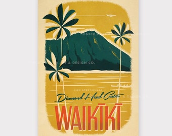 Diamond Head Crater - 12x18 Hawaii Travel Print