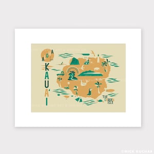 Kauai Map - 8x11 Matted Print (11x14)