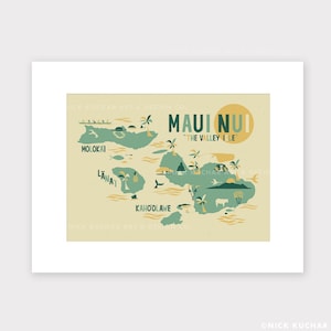 Carte de Maui - Impression 8x10 Mattée (11x14)