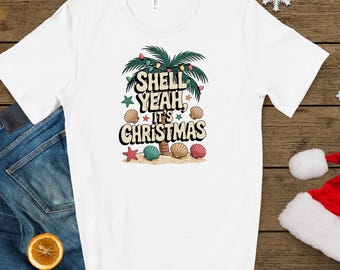Shell Yeah Tropical Christmas Unisex Jersey Short Sleeve Tee