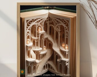 Fantasy Wandkunst - Buchdruckserie - Geformt vom Aufstieg (ungerahmter Druck, kein echtes Buch)