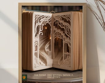 Arte mural de fantasía - Serie de impresiones de libros - The Written Grove (impresión sin marco, no es un libro real)