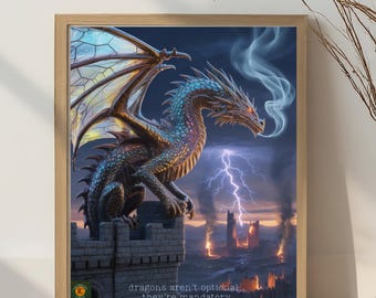 Arte mural fantástico - Clásicos fantásticos - Los dragones no son opcionales: son obligatorios (sin marco)