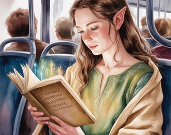Fantasy Wall Art - Fantasy Lives - Reading Between Worlds (unframed)