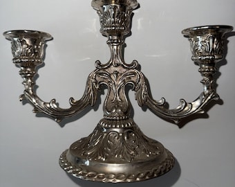 Vintage Pewter Candelabra Hollywood Regency Bollywood Art Deco Victorian