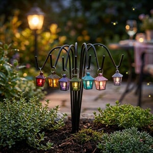 Mini Fairy Garden Lantern Stakes | Glow in the Dark Bonsai Decor | Miniature Plant Pot Accessories | Vintage Resin Crafts