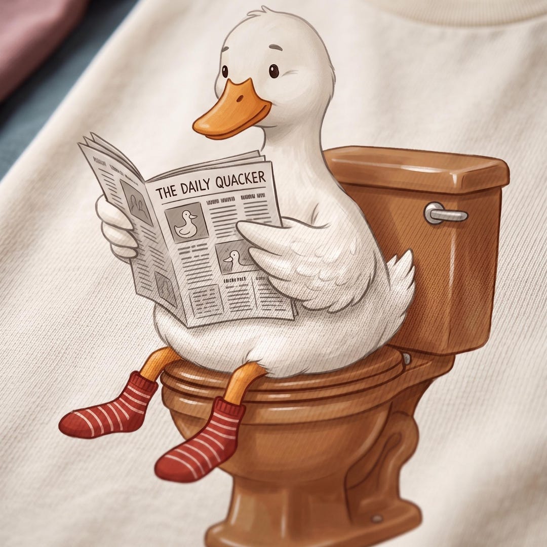 Funny Duck on Toilet PNG Duck Reading Newspaper PNG Bathroom Humor ...