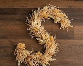 Neutral Colored Fall Garland – 6ft  Beige Harvest Grass Mantel or Table Décor