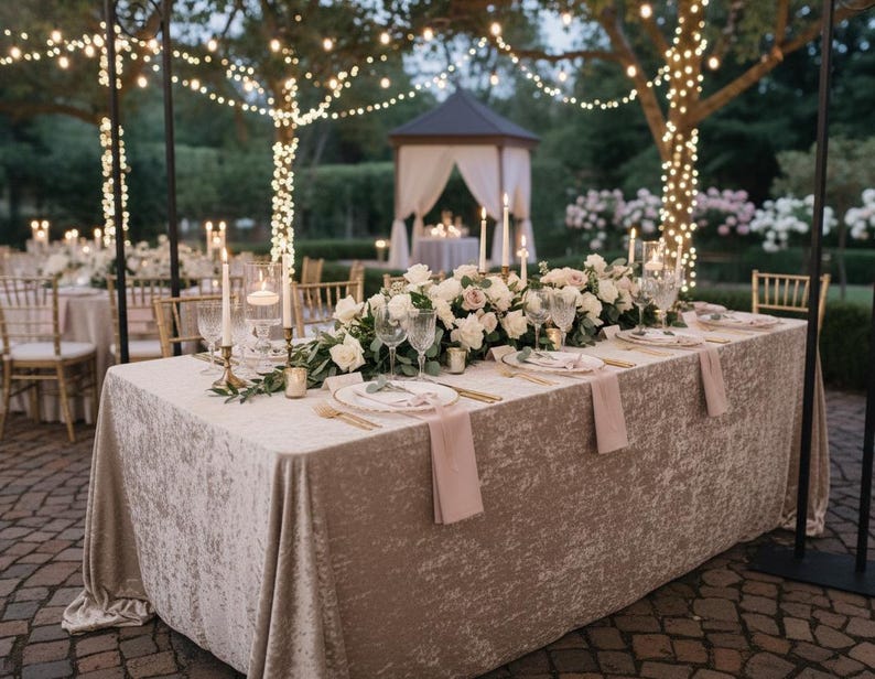 Beige Velvet Rectangular Tablecloth | 90x132 Luxury Table Linen ...