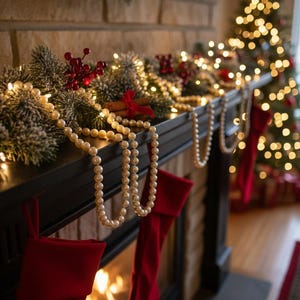 8 Ft. Faux Pearl Garland: Ivory Holiday Decor image 5