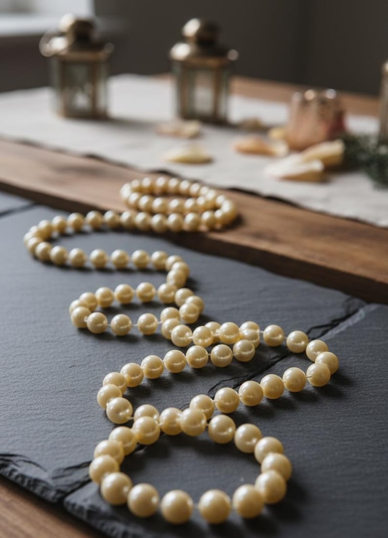 8 Ft. Faux Pearl Garland: Ivory Holiday Decor image 3