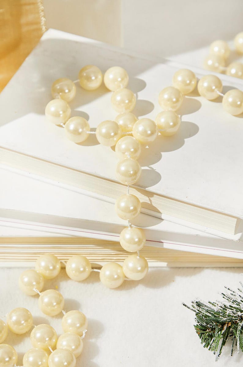 8 Ft. Faux Pearl Garland: Ivory Holiday Decor image 2