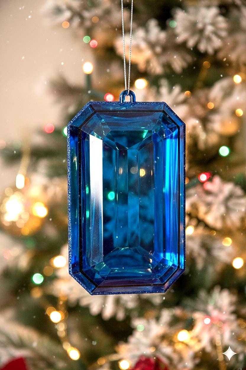 Blue Acrylic Rectangle Christmas Ornament: Modern Jewel Collection, Set ...