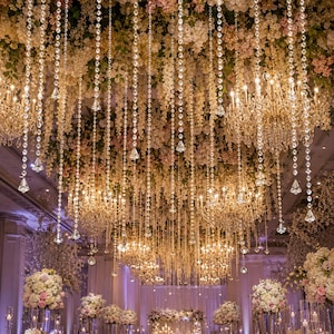 10 Pack Acrylic Crystal Garland Strands | 2FT Hanging Chandelier Beads | Wedding & Christmas Tree Decorations