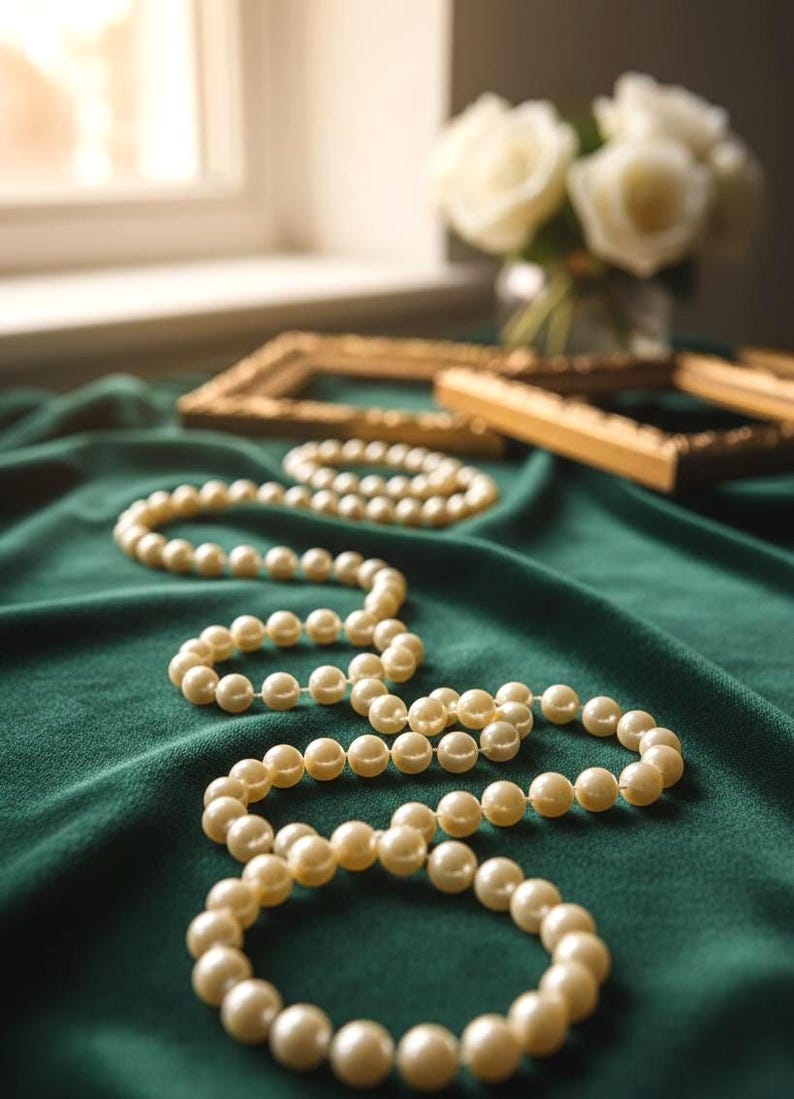 8 Ft. Faux Pearl Garland: Ivory Holiday Decor image 1