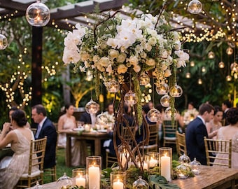 72 Hanging Glass Tea Light Holders: Wedding & Event Decor
