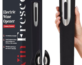 Battery-Powered Electric Wine Opener: Corkscrew with 4 AA Batteries & Stand with a Built-in Foil Cutter