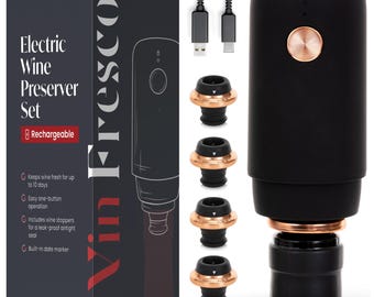 Electric Wine Preserver: Rechargeable Vacuum Saver, Extends and Seals Freshness