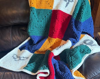 Manta de patchwork de crochet personalizada
