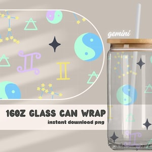 Gemini glazen blikverpakking 16oz | Zodiac drinkgerei, png PNGEgg | Directe astrologie downloaden