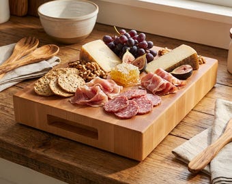 Handmade Maple End Grain Cutting Board: 10x10x2 Chopping Block
