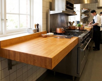 Custom Edge Grain Maple Butcher Block Countertop | Handmade Solid Wood Kitchen Island (2" Thick)
