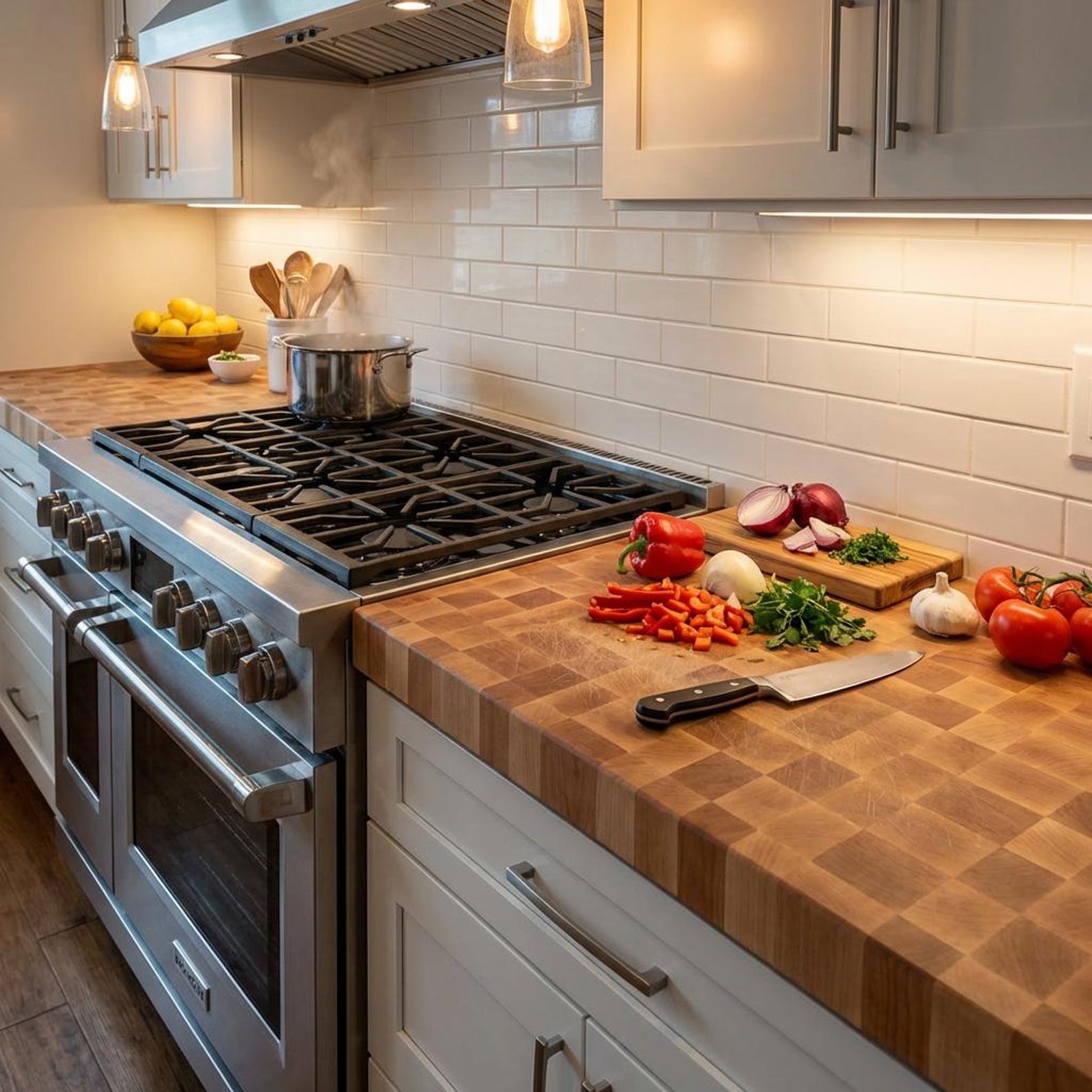 Custom End Grain Maple Butcher Block Countertop | Handmade Solid Wood