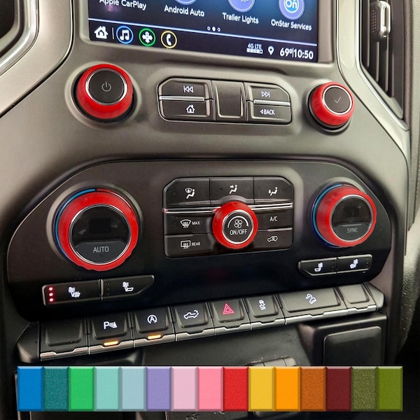 For Chevy Silverado 2019-2026 - Knob Press-Fit Covers | 5-Knob or 3-Knob Set 52 Colors