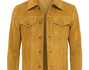 Handmade Suede Leather Trucker Jacket – Vintage Western Biker Style