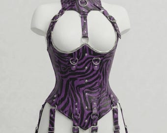 Real Leather Overbust Corset: Steel Boned, Lace-Up Front