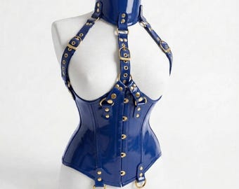 Gothic Faux Leathe Harness Corset: Steampunk Festival Bodysuit
