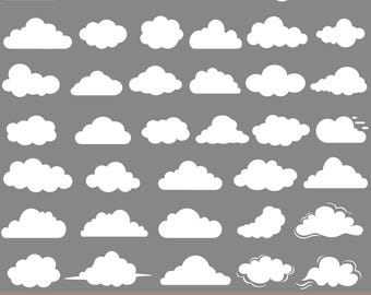 Clouds SVG, Set of Clouds, Clouds Clipart, White Clouds, Fluffy Clouds PNG, Cute Clouds Bundle Pack, Instant Digital Download