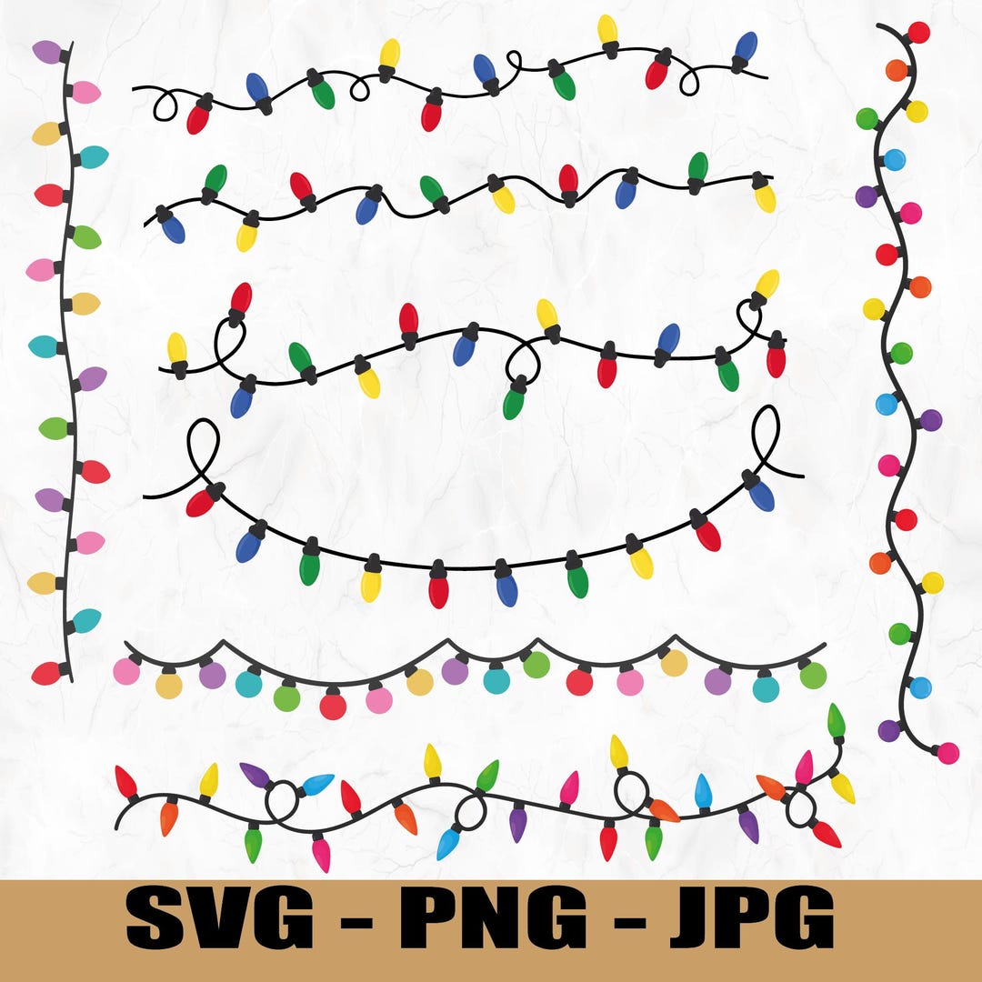 Christmas Lights SVG Bundle | Seamless Light String Pattern | Christmas ...