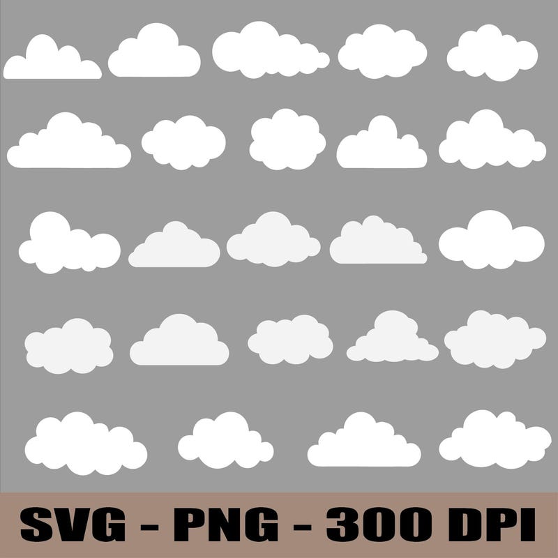 Cute Cloud Clipart Svg - Etsy