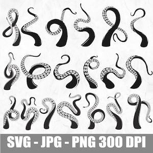 Tentakler SVG-paket | Kraken och Cthulhu sjömonster | PNG-klippfiler
