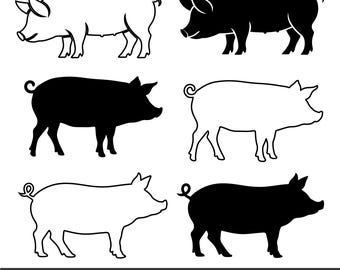 Schwein SVG Bundle | Bauernhof Clipart | Schwein geschnittene Datei für Cricut & Silhouette | Png Jpg Dxf | Bauernhaus Dekor | Nutztier Vektor-Pack