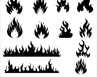 Fire Flames SVG Bundle | Instant Download Png Svg Jpg Eps Dxf | Flame Silhouette Clipart for Cricut & Vinyl