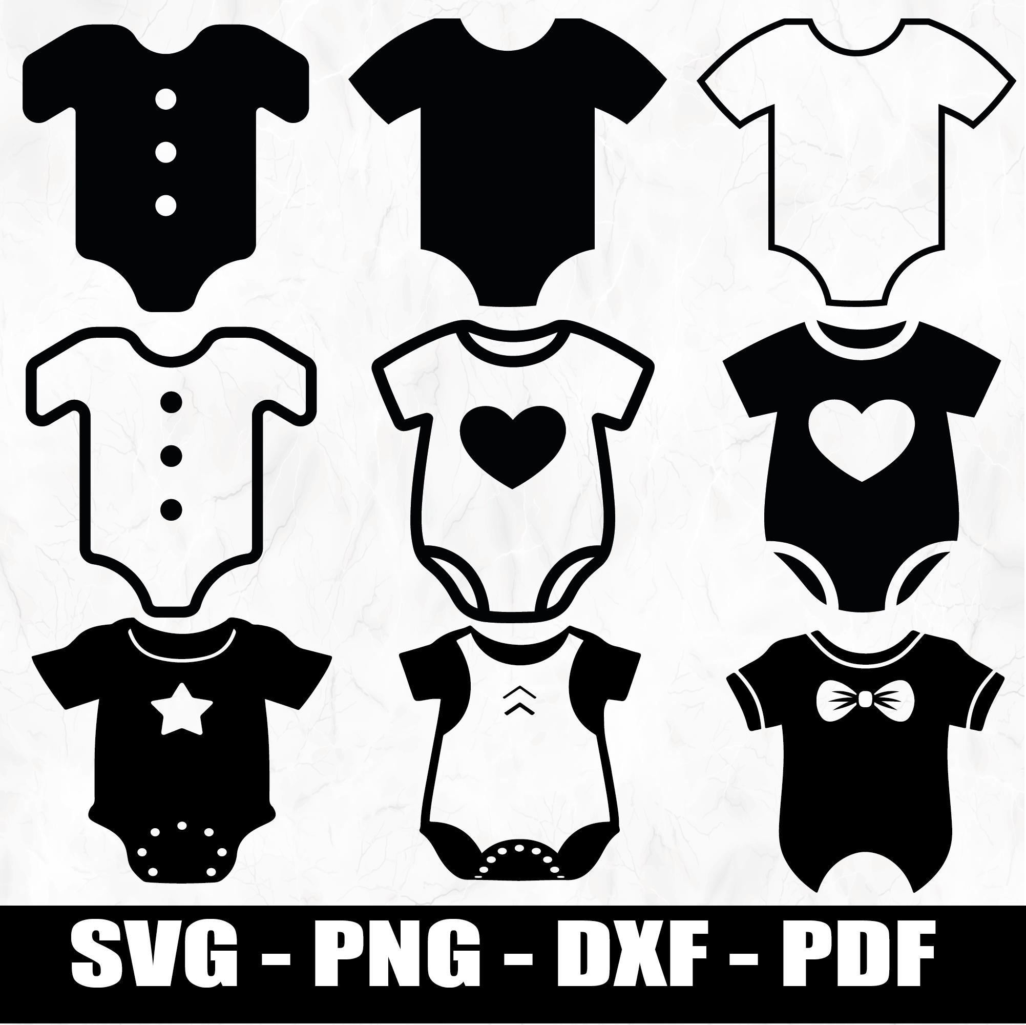 Baby Onesie Silhouette SVG | Romper Suit Outline Cut File | Bodysuit ...