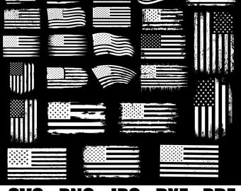 American Flag SVG Download | Distressed US Flag Cut Files | Grunge Patriotic SVGs for Cricut Silhouette | 4th of July Bundle SC2911