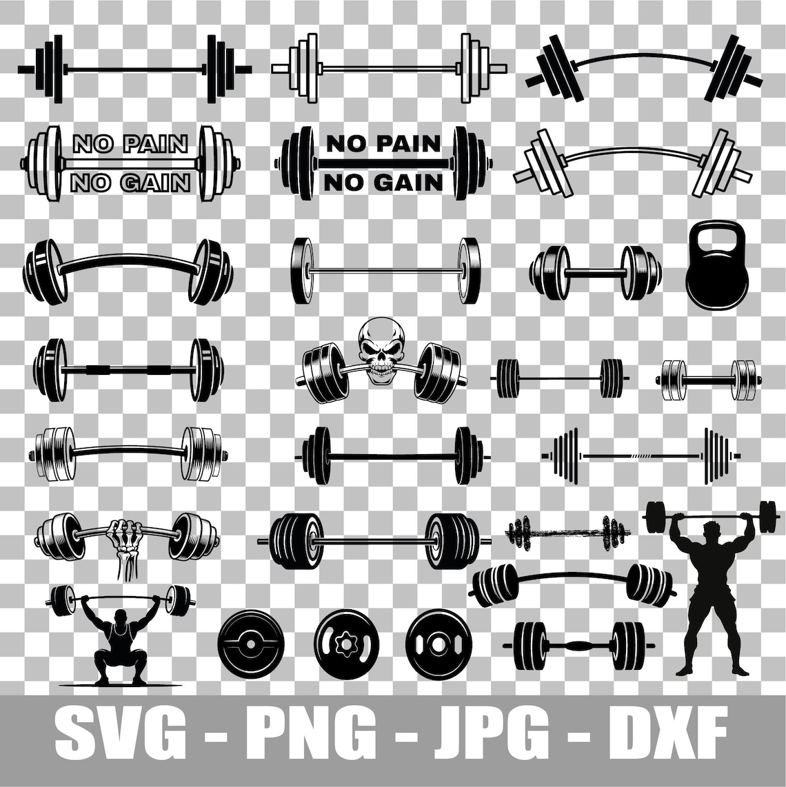 Barbell SVG Bundle – Powerlifting & Weight Lifting Clipart – Weights ...