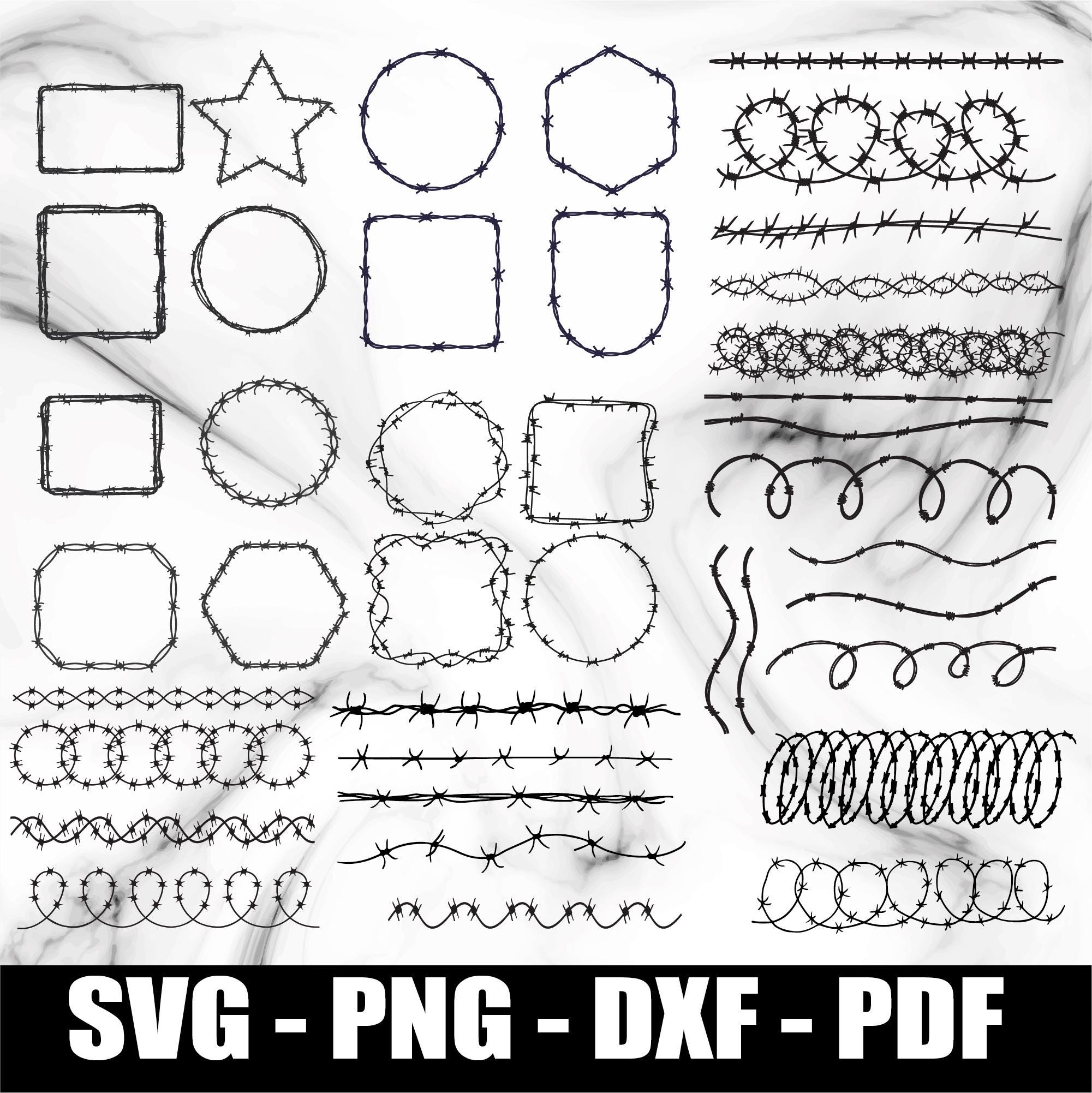 Barbed Wire SVG Bundle | Barbed Wire Silhouette & Frame SVG | Barbed ...