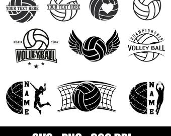 Paquete de archivos SVG de voleibol / Imágenes PNG de voleibol / Nombre del equipo de voleibol en formato SVG / Diseño de camiseta de voleibol / Imágenes prediseñadas de voleibol (descarga digital)