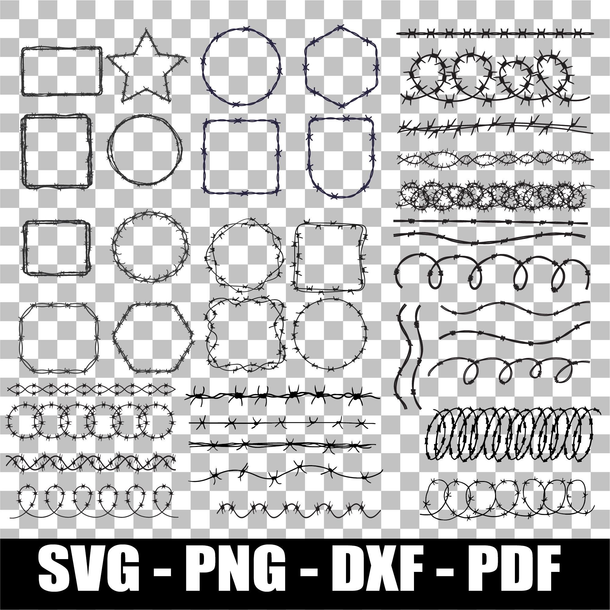 Barbed Wire SVG Bundle | Barbed Wire Silhouette & Frame SVG | Barbed ...